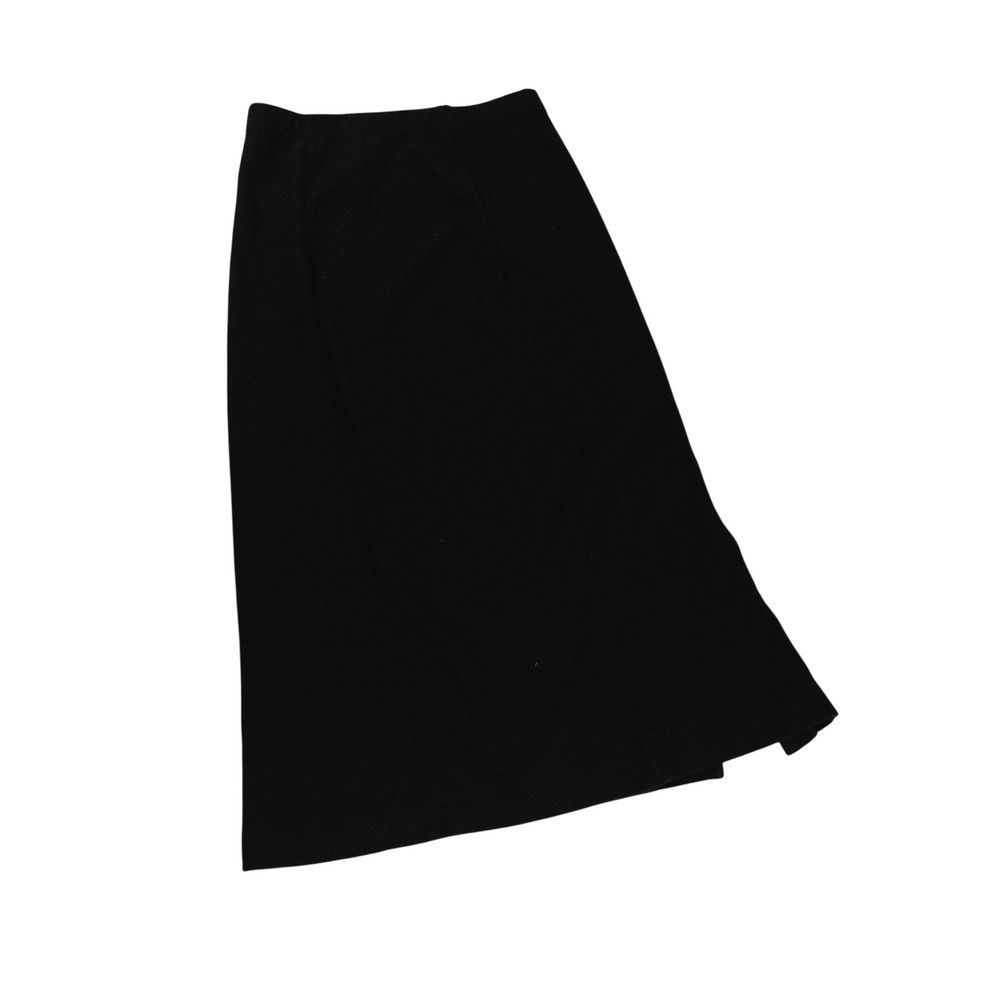 J. Jill Black 100% Wool Midi Skirt Womens Small Elastic Waist Made in USA Solid